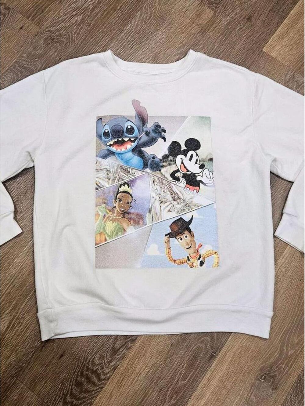 Disney 100 Character Graphic Crewneck Sweatshirt Cream XL